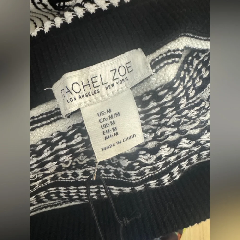 Rachel Zoe Knit Sweater Set Black White Size Medium NWT Two Piece Maxi Skirt